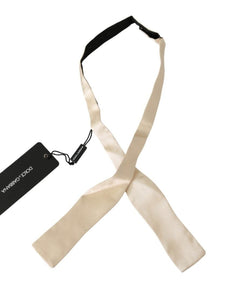 Dolce & Gabbana Beige Slim Skinny Men Necktie 100% Silk Bowtie Dolce & Gabbana 