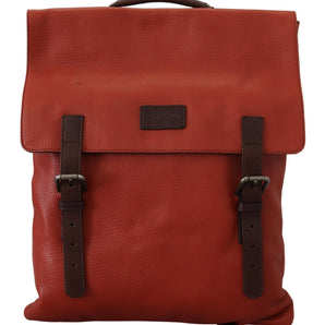 Dolce & Gabbana Orange Leather Logo Plaque Men Backpack Bag, Nahim - Luxury Wardrobe