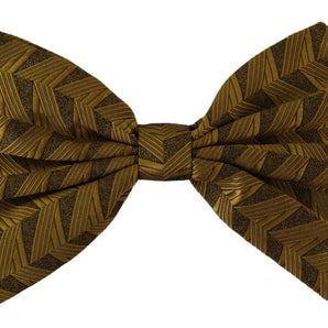 Dolce &amp; Gabbana Elegant Gold Silk Bow Tie