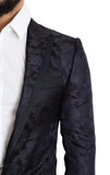 Dolce & Gabbana Blue Floral Jacquard Silk Coat MARTINI Blazer