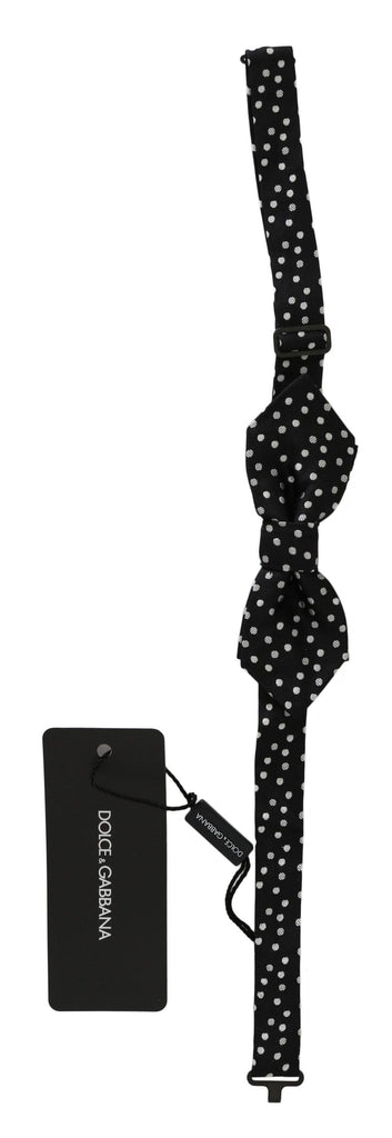 Dolce & Gabbana Black Polka Dots Silk Adjustable Neck Papillon Men Bow Tie Dolce & Gabbana 