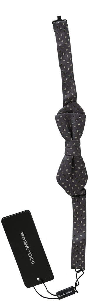 Dolce & Gabbana Gray Circles Silk Slim Adjustable Neck Papillon men Bow Tie Dolce & Gabbana 
