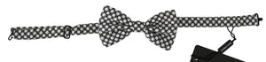 Dolce & Gabbana Men Black White Circles Adjustable Neck Papillon Bow Tie Dolce & Gabbana 
