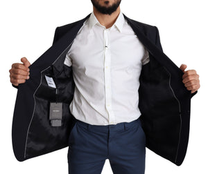 Dolce & Gabbana Black Wool Stretch Men Coat MARTINI Blazer