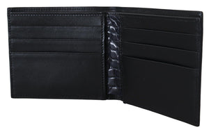 Dolce & Gabbana Black Bifold Card Holder Men Exotic Leather Wallet Dolce & Gabbana 