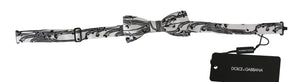 Dolce & Gabbana Men White Pattern Silk Adjustable Neck Papillon Bow Tie Dolce & Gabbana 