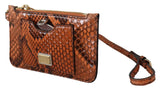 Dolce & Gabbana Brown Leather Coin Purse Wristlet Mirror AGNESE Wallet Dolce & Gabbana 