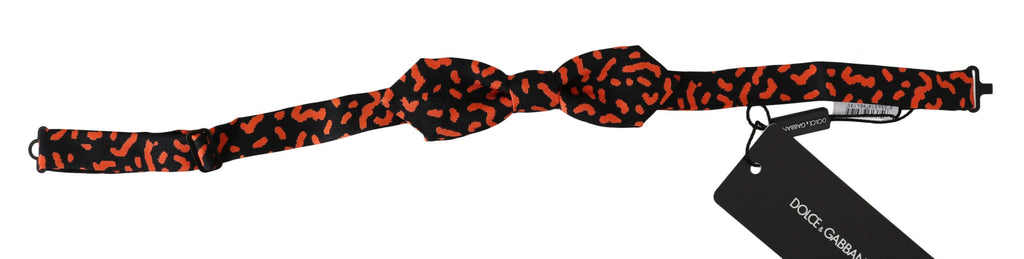 Dolce & Gabbana Orange Black Pattern Adjustable Neck Papillon Men Bow Tie Dolce & Gabbana 
