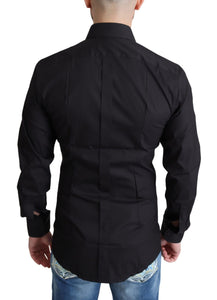 Dolce & Gabbana Black Cotton Blend Formal Dress Shirt