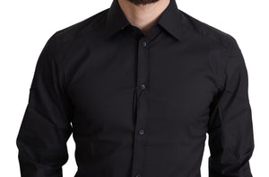 Dolce & Gabbana Black Cotton Blend Formal Dress Shirt
