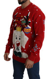 Dolce & Gabbana Red Christmas Dog Pullover Cashmere Sweater