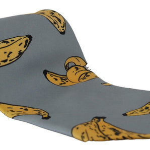 Dolce &amp; Gabbana Elegant Blue Banana Print Silk Tie