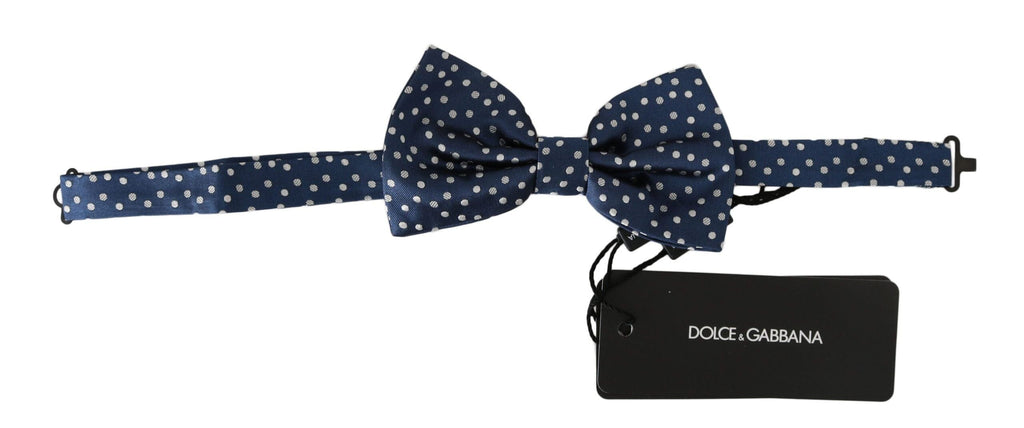 Dolce & Gabbana Blue Polka Dots Silk Adjustable Neck Butterfly Mens Bow Tie Dolce & Gabbana 