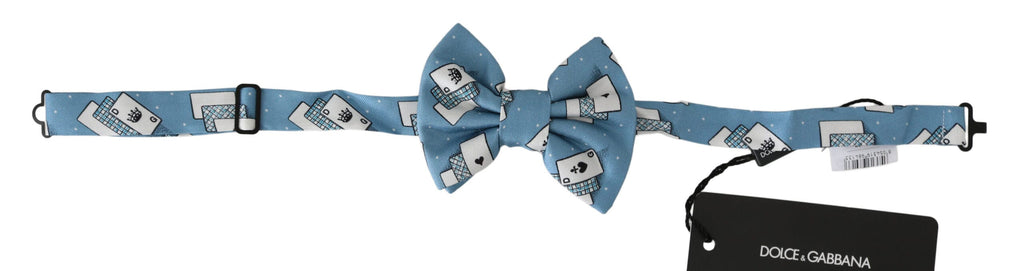 Dolce & Gabbana Light Blue Deck Of Cards Adjustable Neck Papillon Bow Tie Dolce & Gabbana 