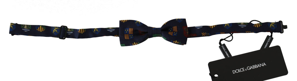 Dolce & Gabbana Blue Flags 100% Silk Adjustable Neck Papillon Men Bow Tie Dolce & Gabbana 