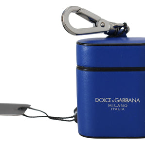 Dolce &amp; Gabbana Elegant Blue Leather Airpods Case