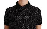 Dolce & Gabbana Black Dotted Collared Polo Shirt Cotton Top