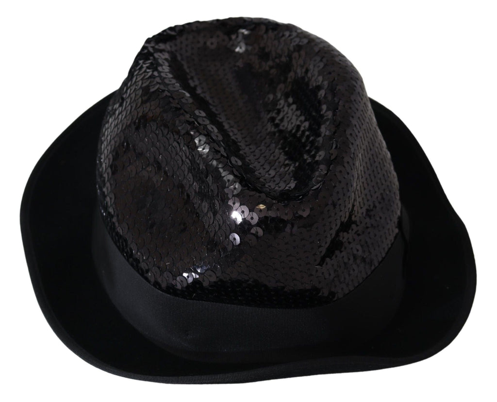 Dolce & Gabbana Black Polyester Sequin Women Fedora Capello Hat Dolce & Gabbana 