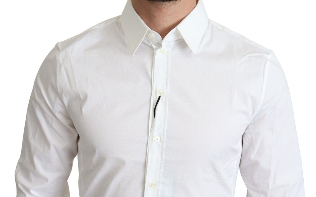 Dolce & Gabbana White Cotton Stretch Men Formal SICILIA Shirt