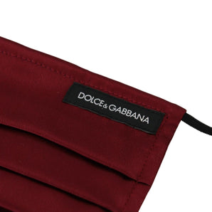 Dolce &amp; Gabbana Elegant Silk Pleated Maroon Face Mask