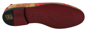 Dolce & Gabbana Red Gold Brocade Slippers Loafers Shoes Dolce & Gabbana 