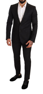 Dolce & Gabbana Black Logo Wool Slim Fit 2 Piece MARTINI Suit