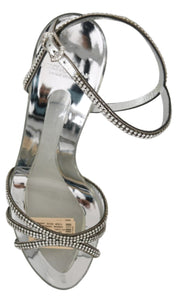 Dolce & Gabbana Silver Crystal Ankle Strap Sandals Shoes Dolce & Gabbana 