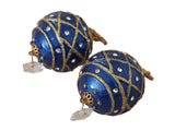 Dolce & Gabbana Gold Brass Blue Christmas Ball Crystal Clip On Earrings Dolce & Gabbana 