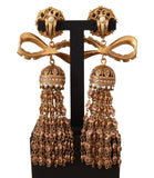 Dolce & Gabbana Gold Dangling Crystals Long Clip-On Jewelry Earrings Dolce & Gabbana 