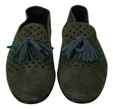 Dolce & Gabbana Green Suede Breathable Slippers Loafers Shoes Dolce & Gabbana 