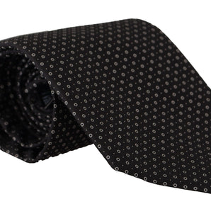 Dolce &amp; Gabbana Elegant Black White Polka Dot Silk Tie