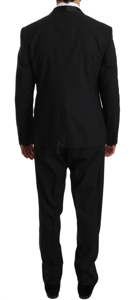 Dolce & Gabbana Black Wool One Button Slim Martini Suit