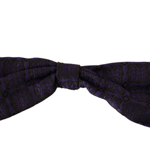 Dolce &amp; Gabbana Elegant Blue Geometric Silk Bow Tie