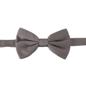 Dolce &amp; Gabbana Elegant Gray Silk Bow Tie