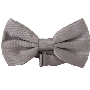 Dolce &amp; Gabbana Elegant Gray Silk Bow Tie