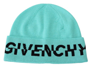 Givenchy Green Wool Beanie Unisex Logo Hat Givenchy 