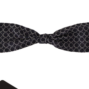 Dolce &amp; Gabbana Elegant Black and White Silk Bow Tie