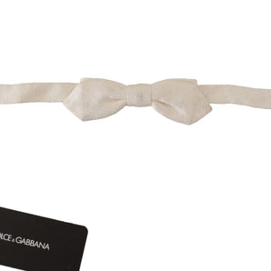 Dolce &amp; Gabbana Elegant White Silk Bow Tie