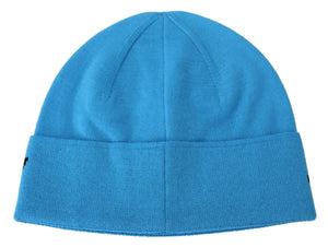 Givenchy Blue Wool Hat Logo Winter Warm Beanie Unisex Hat Givenchy 