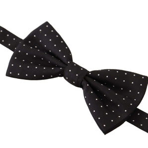 Dolce &amp; Gabbana Elegant Black Polka Dot Silk Bow Tie