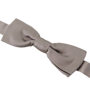 Dolce &amp; Gabbana Elegant Silver Silk Bow Tie for Sophisticated Evening