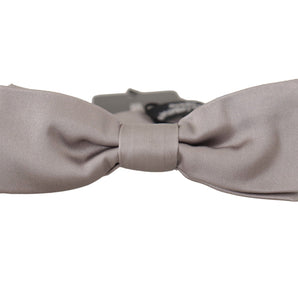 Dolce &amp; Gabbana Elegant Silver Silk Bow Tie for Sophisticated Evening