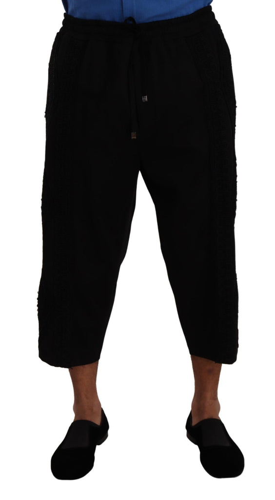 Dolce & Gabbana Black Cotton Torero Sweatpants Shorts Pants