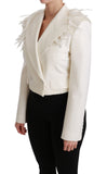 Dolce & Gabbana White Double Breasted Coat Wool Jacket