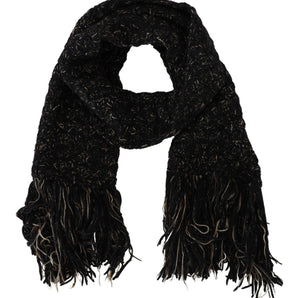 Dolce &amp; Gabbana Elegant Virgin Wool Blend Black Scarf