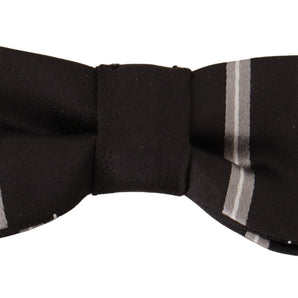 Dolce &amp; Gabbana Elegant Silk Bow Tie in Black and Gray