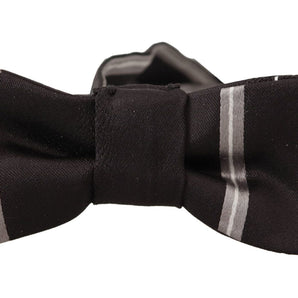 Dolce &amp; Gabbana Elegant Silk Bow Tie in Black and Gray