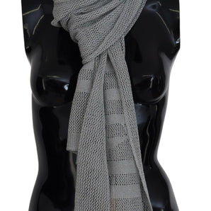 John Galliano Elegant Gray Knitted Designer Scarf