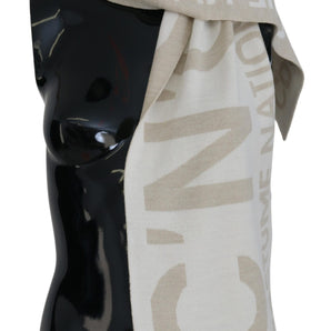 Costume National Elegant Beige Wool-Blend Scarf Wrap