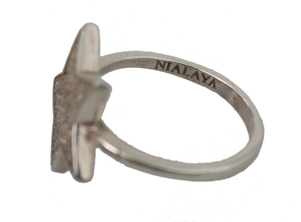 Nialaya Silver Womens Clear CZ Star 925 Ring Nialaya 